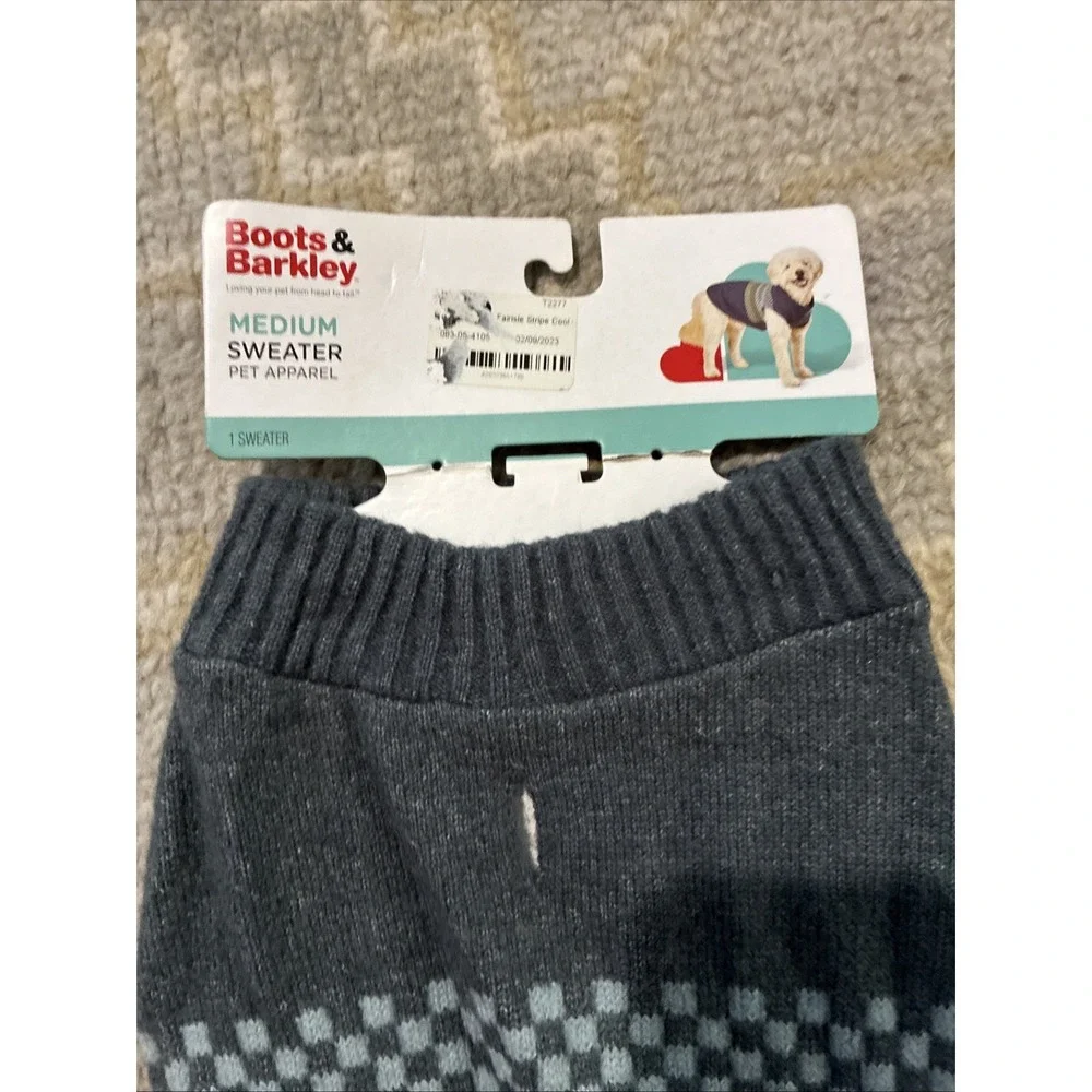 Fairisle Stripe Cool Colorway Dog Sweater, Boots & Barkley GRAY Size Medium New‎